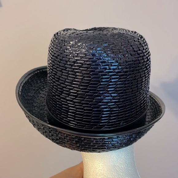 Christine Original Vintage Union Made Plastic Woven Straw Look Fedora Type Hat main image 12